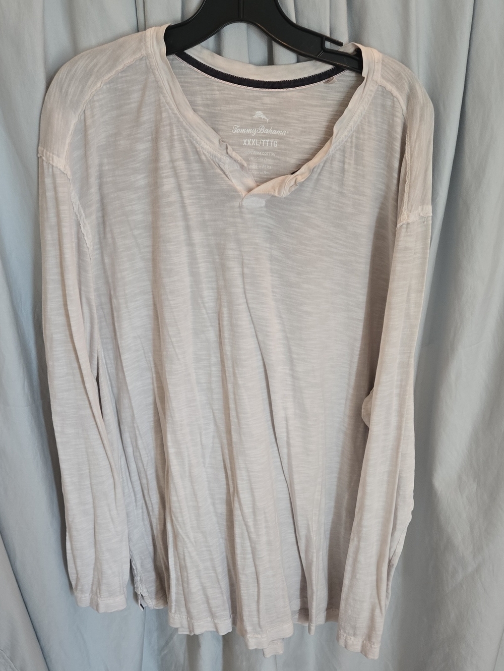 Tommy Bahama Beige Long-Sleeve V-Neck Slub Knit Tee